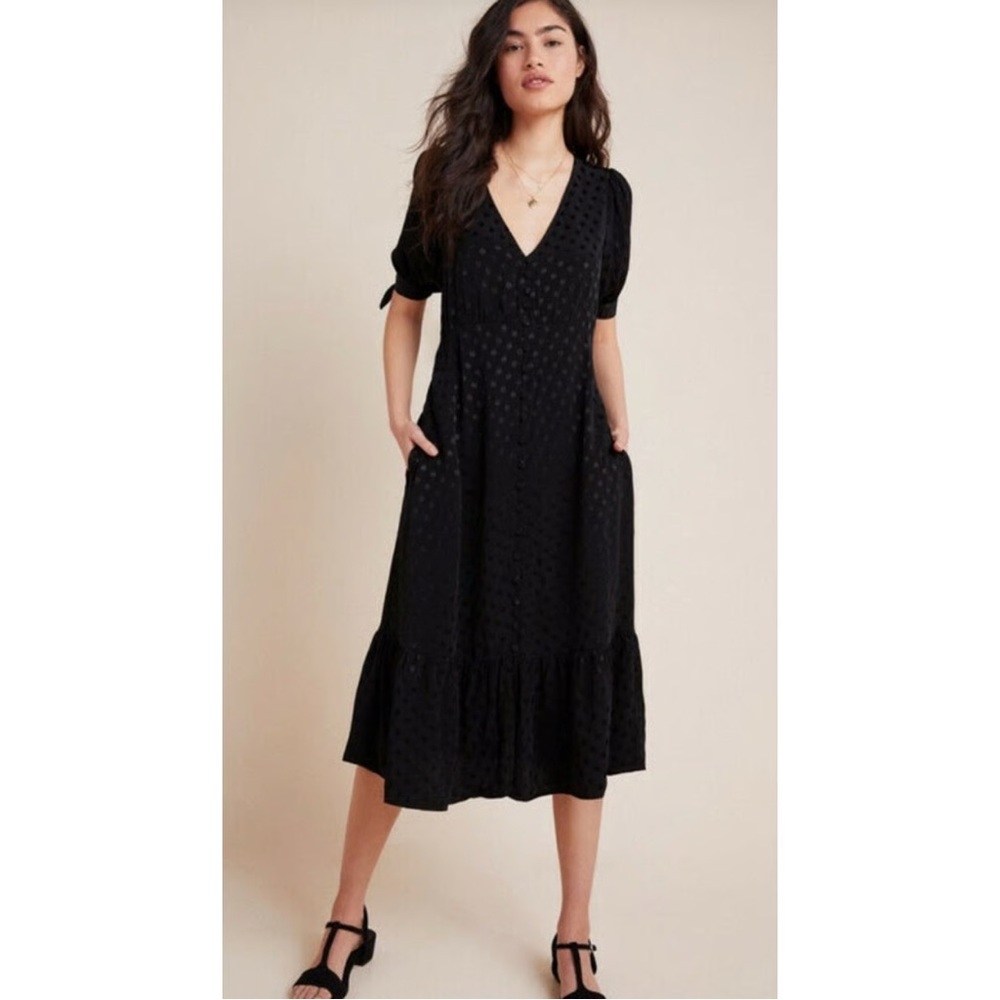 Maeve Eudora shirt polka dot texture short tie sleeve button jacquard dotted